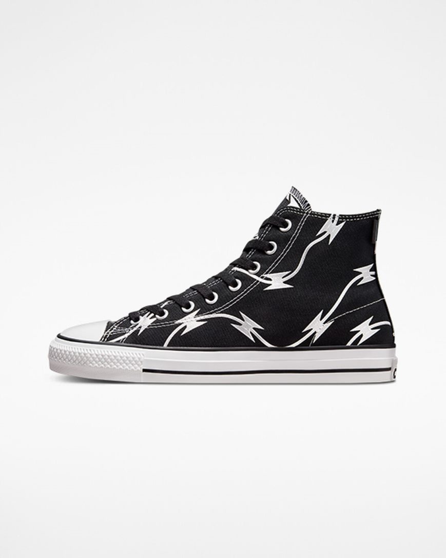 Bascheți Dama Converse CONS Chuck Taylor All Star Pro Razor Wire Negrii Argintii Albi | RO HKRFE924